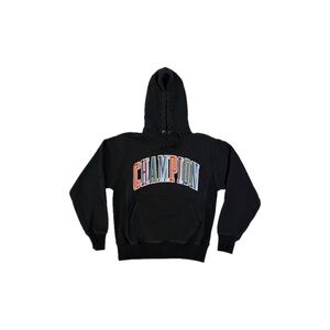 Champion Reverse Weave Varsity Chenille Logo Hoodie in Black – Size Medium